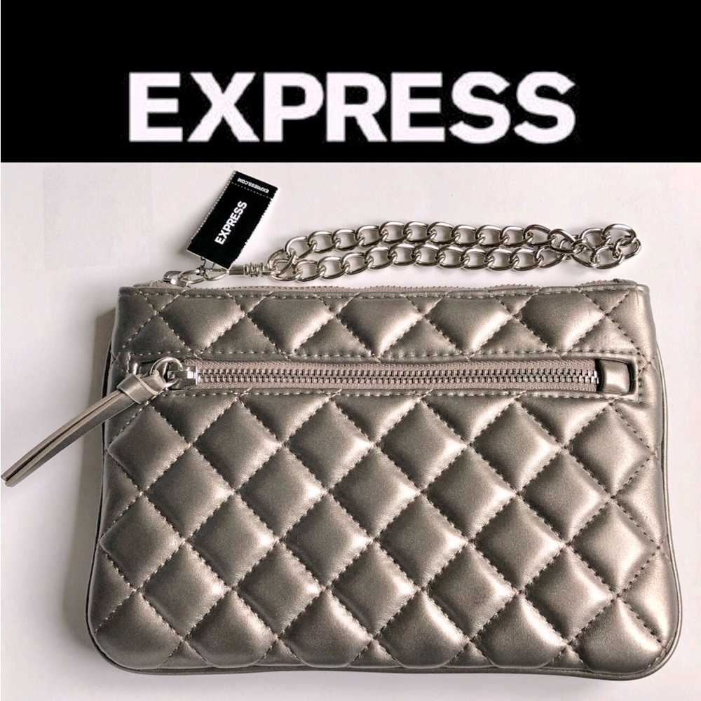NEW EXPRESS Quilted Wristlet Purse Gold 9” x 6”